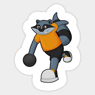 Racoon at Bowling with Bowling ball Sticker